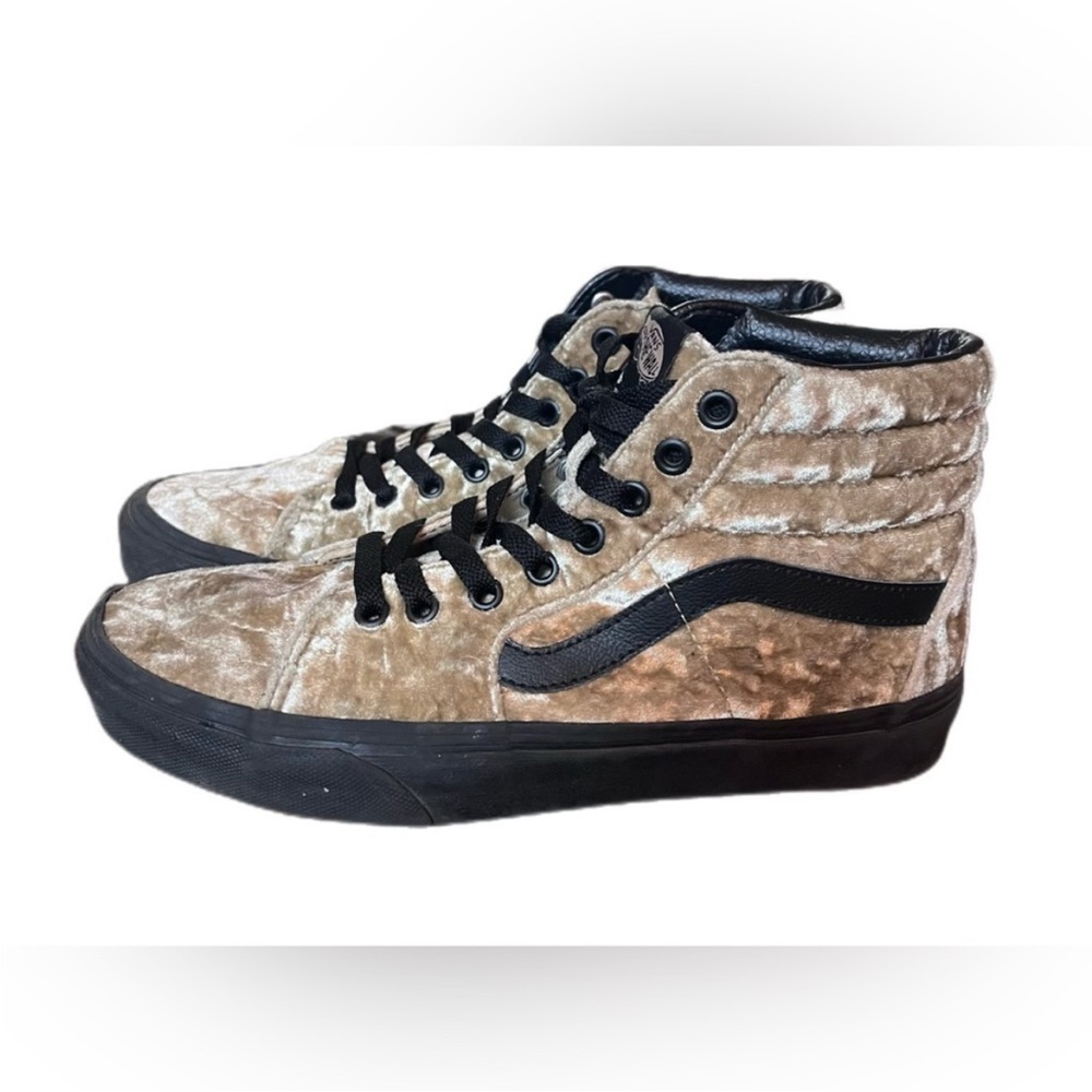 Vans sk& high top gold velvet lace up sneakers